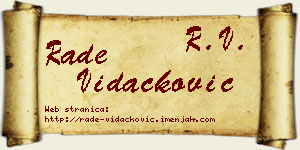Rade Vidačković vizit kartica